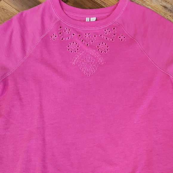 Cato Tops - Cato Fuchsia Sweatshirt with Eyelet Embroidery